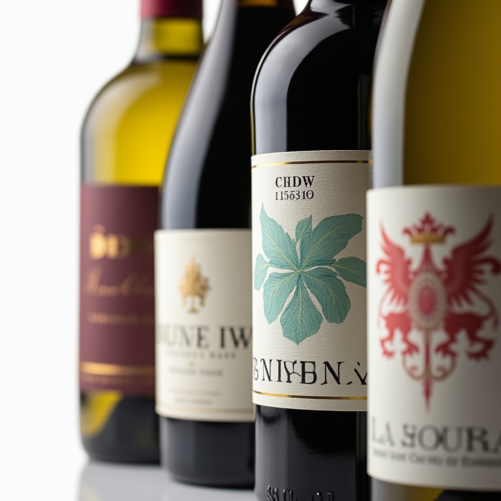 Dettaglio di etichette artigianali su bottiglie di vino pregiato